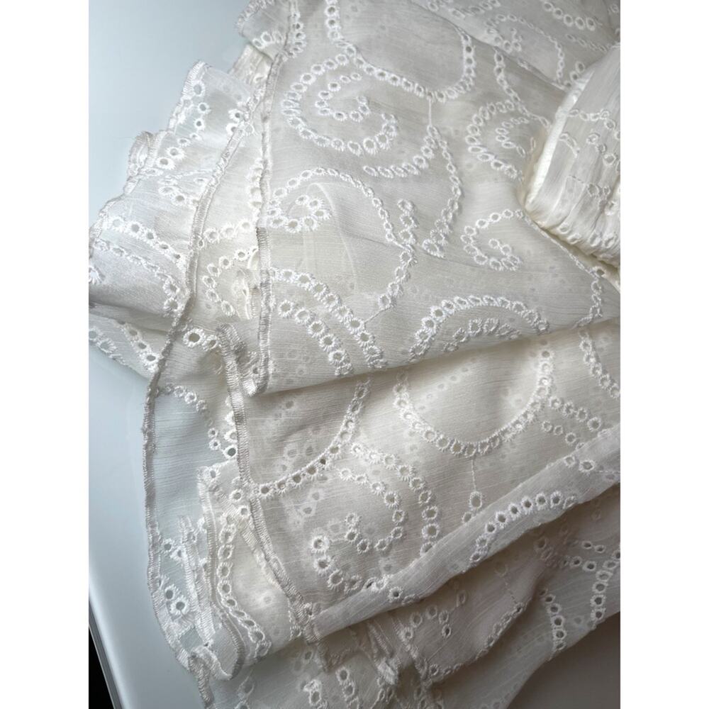 ALICE + OLIVIA Vanna Ruffle Flutter Sleeve Eyelet Embroidered Maxi Dress Size 0 - Picture 9 of 12